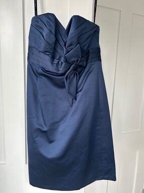 Alfred Angelo wedding/bridesmaid Navy Strapless Sweetheart Dress with Front Bow